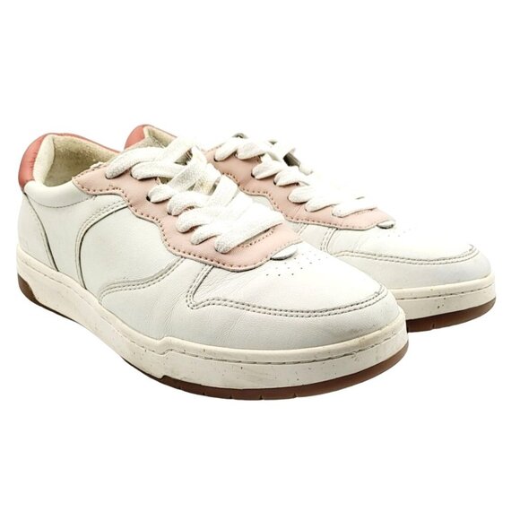 Madewell Court Sneakers‎ in White and Pink Leather - Size 7 - Picture 1 of 8